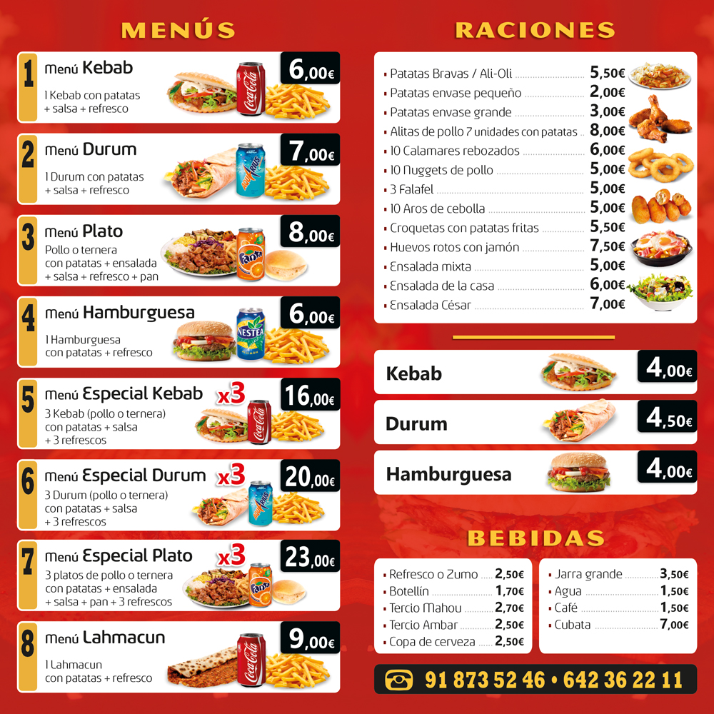 DONER KEBAB EUROVILLAS CARTA MENU PRECIOS