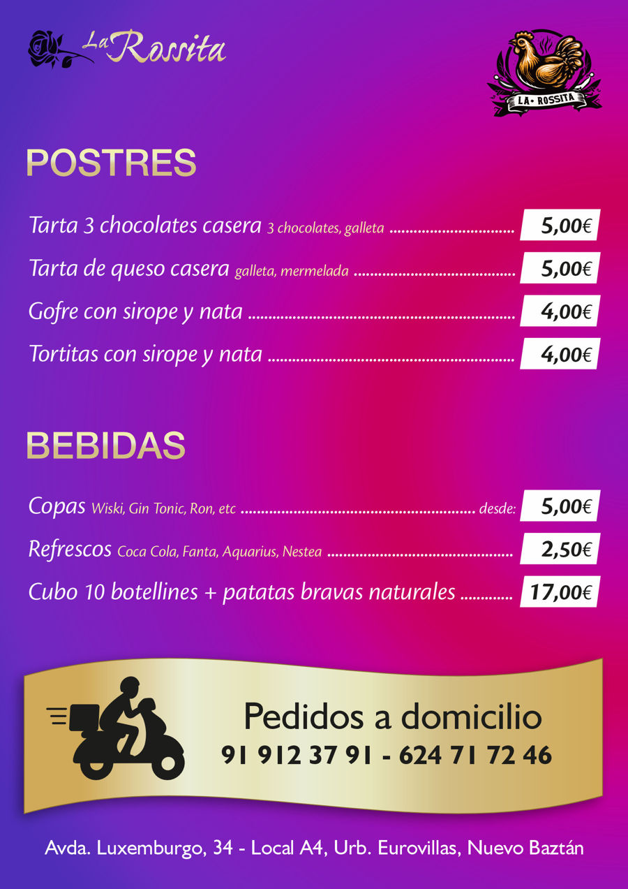 Menu Asador La Rossita